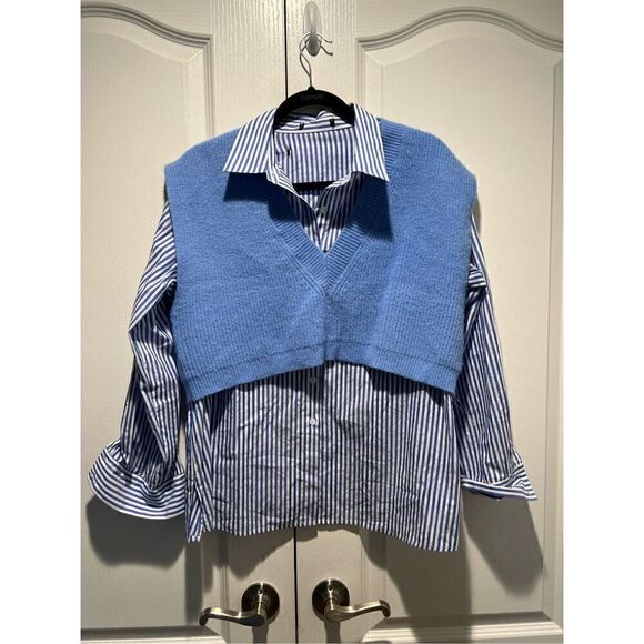 Forever 21 Tops - combo shirt featuring a basic collar, long sleeves, and sweater vest size S